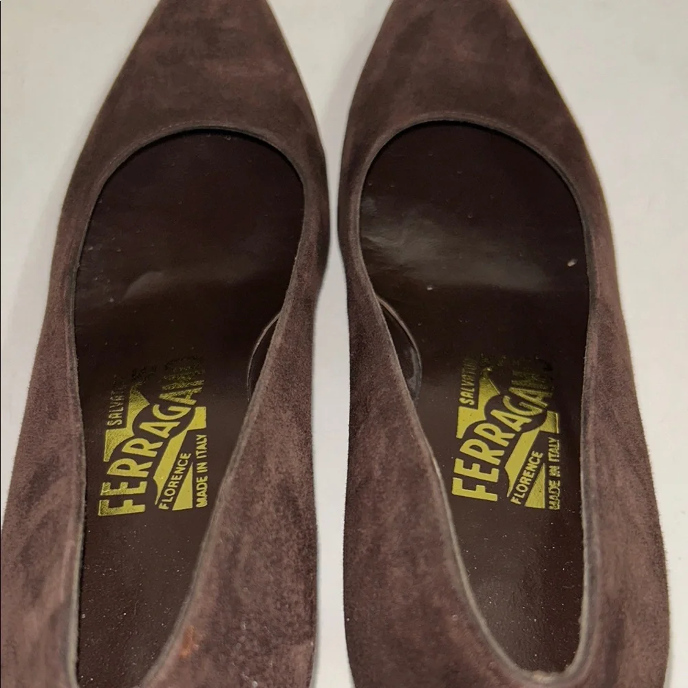 Salvatore Ferragamo Shoes Brown Espresso Suede Calf Sabrina Pump - Picture 8 of 16